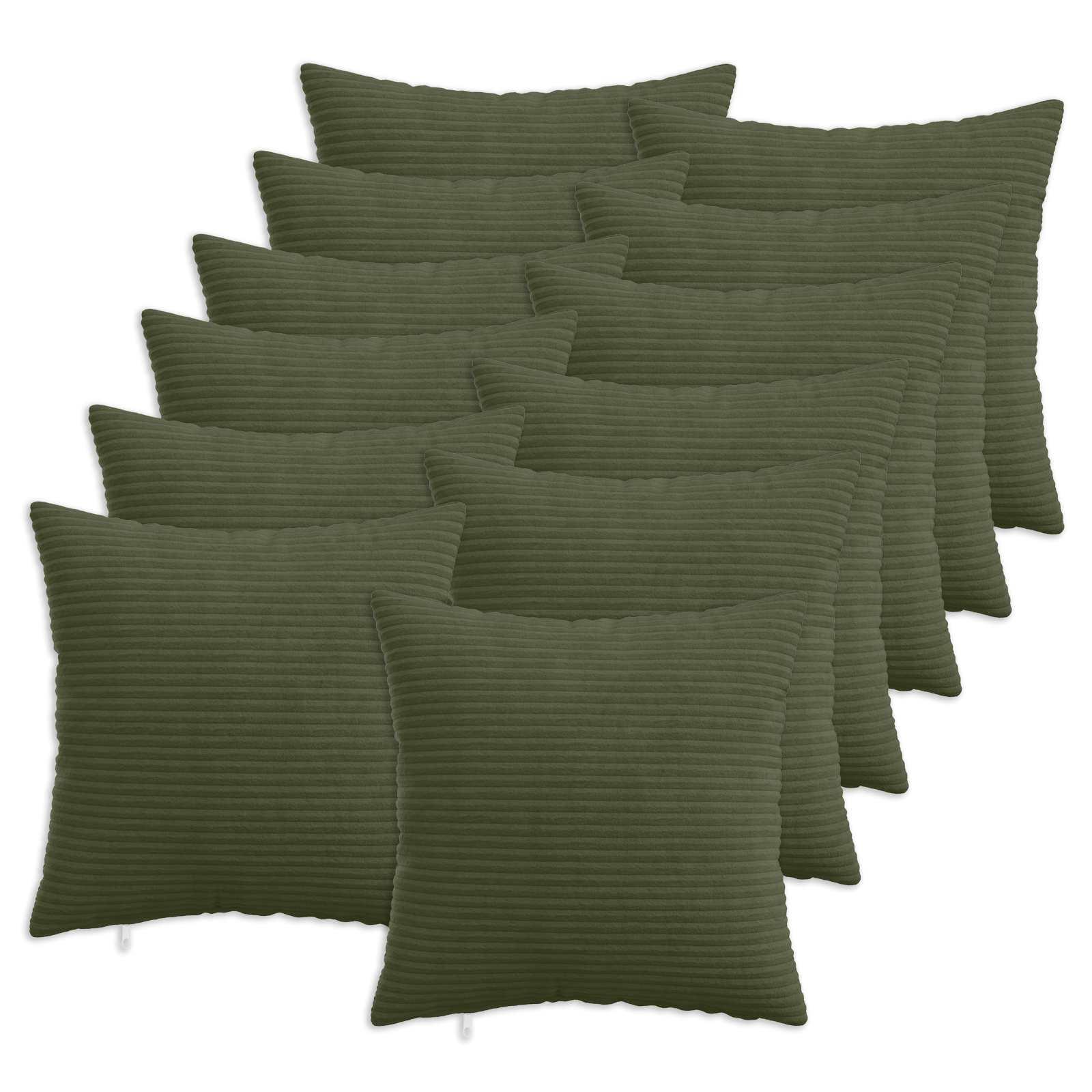 vidaXL Pudebetræk 12 pcs HEERLEN Grøn 50 x 50 cm cordfløjl