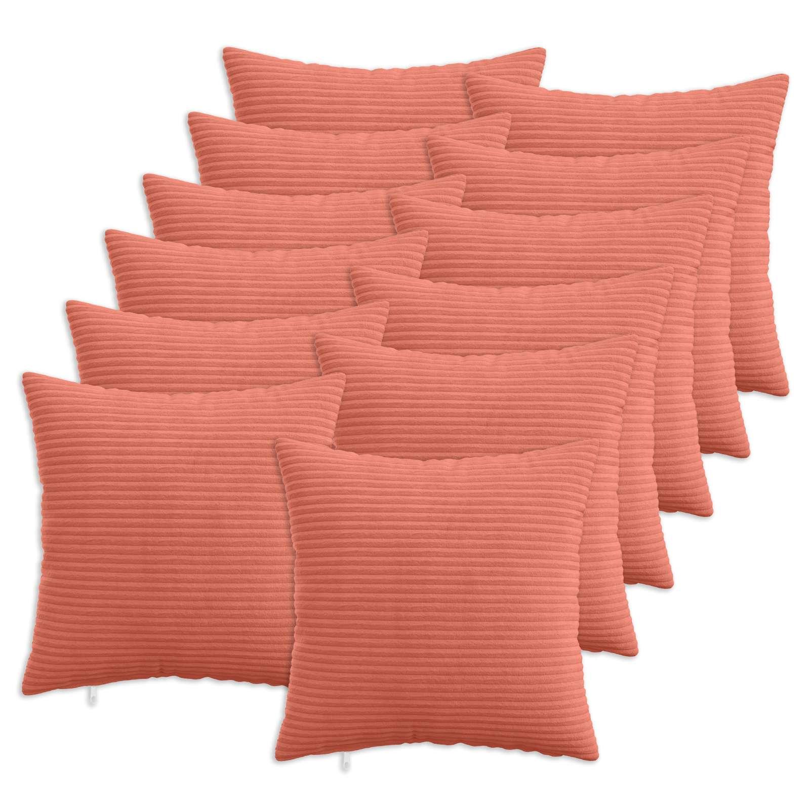 vidaXL Pudebetræk 12 pcs HEERLEN Rød orange 50 x 50 cm cordfløjl