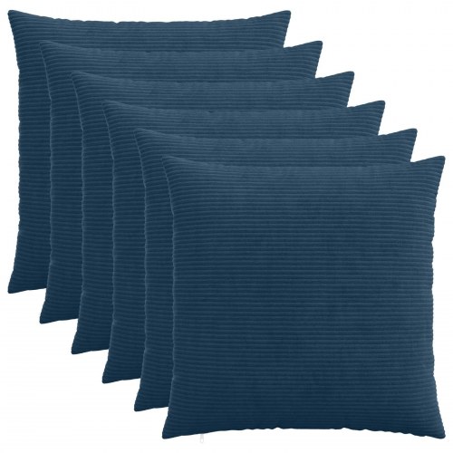 Pudebetræk 6 stk HEERLEN mørkeblå 80 x 80 cm i cordfløjl