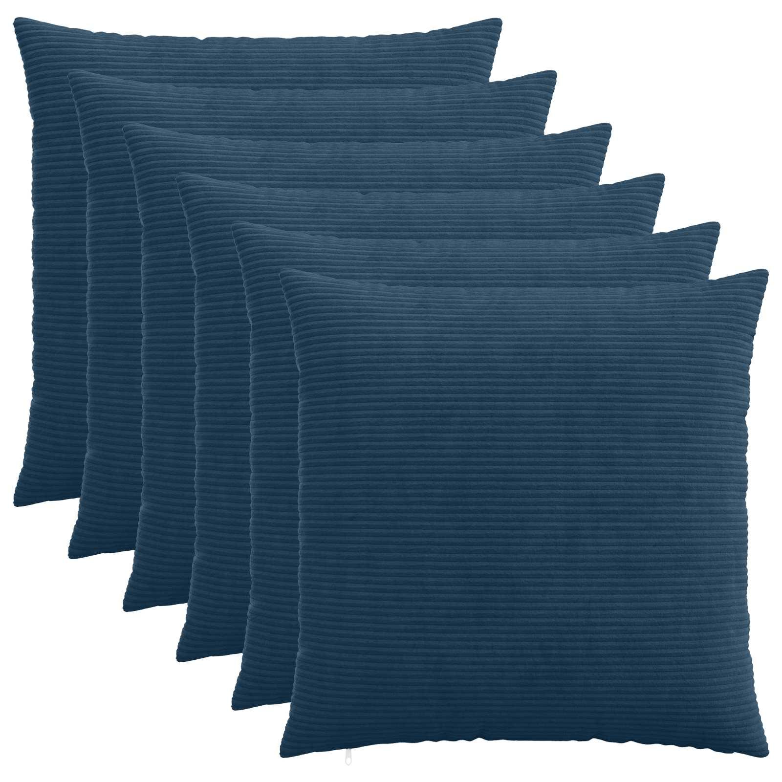 vidaXL Pudebetræk 6 pcs HEERLEN Mørkeblå 80 x 80 cm cordfløjl