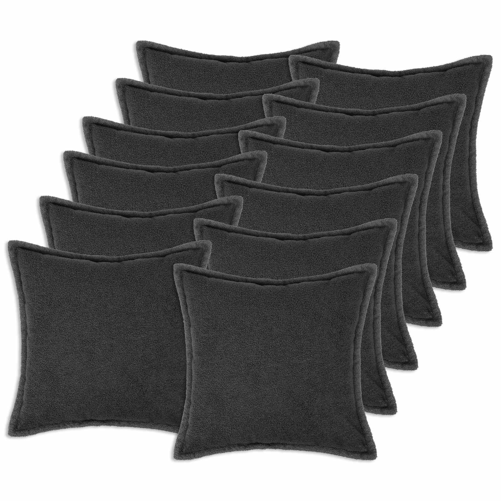 vidaXL Pudebetræk 12 pcs HOUTEN Mørkegrå 45 x 45 cm Bouclé