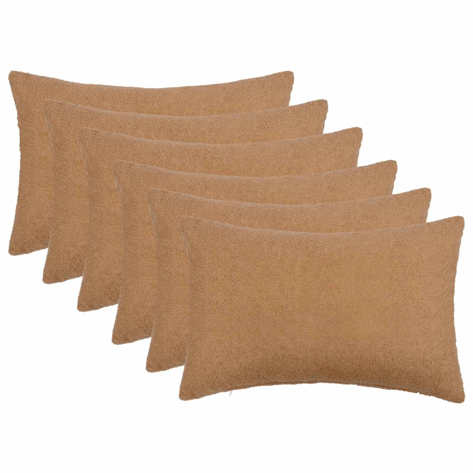vidaXL Pudebetræk 6 pcs HEERLEN Beige 50 x 75 cm Bouclé