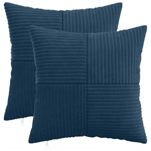 Pudebetræk 2 stk ALMELO mørkeblå 45 x 45 cm i cordfløjl