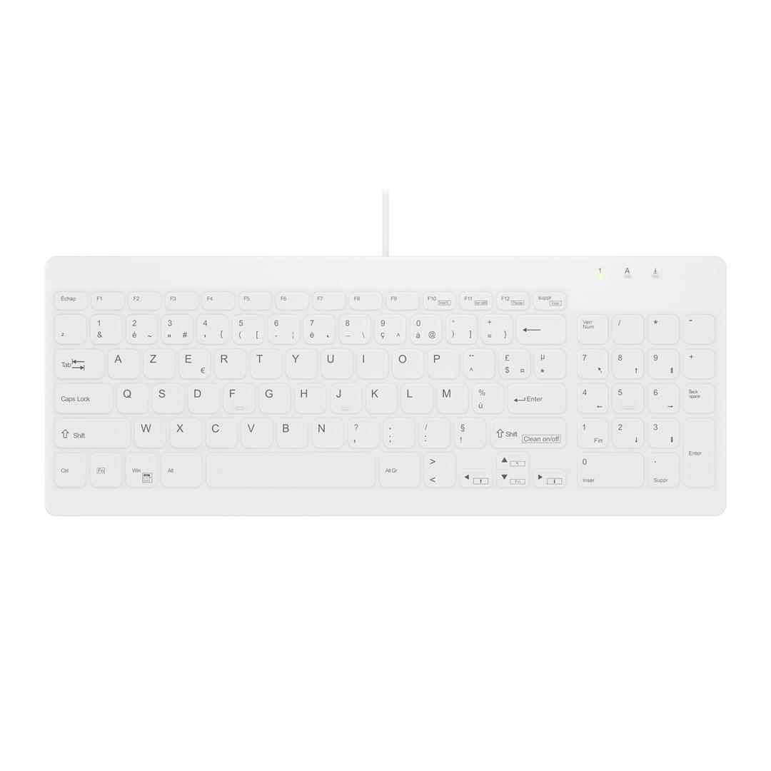 Contour Design Active Key QuickClean medicinsk tastatur IP68 kompakt med kabel hvid