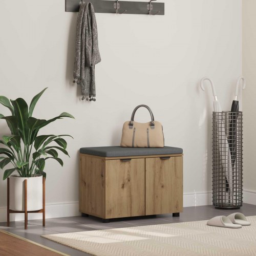 Skobænk med hynde i artisan-eg 60 x 38 x 46 cm