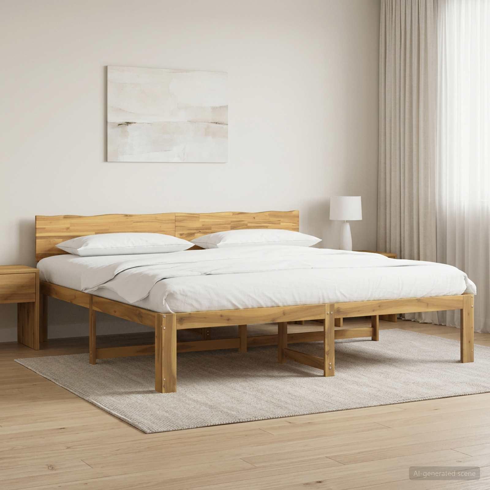 vidaXL Dobbelt Sengestel med Hovedgærde ROSTOCK Hvid 180 x 200 cm