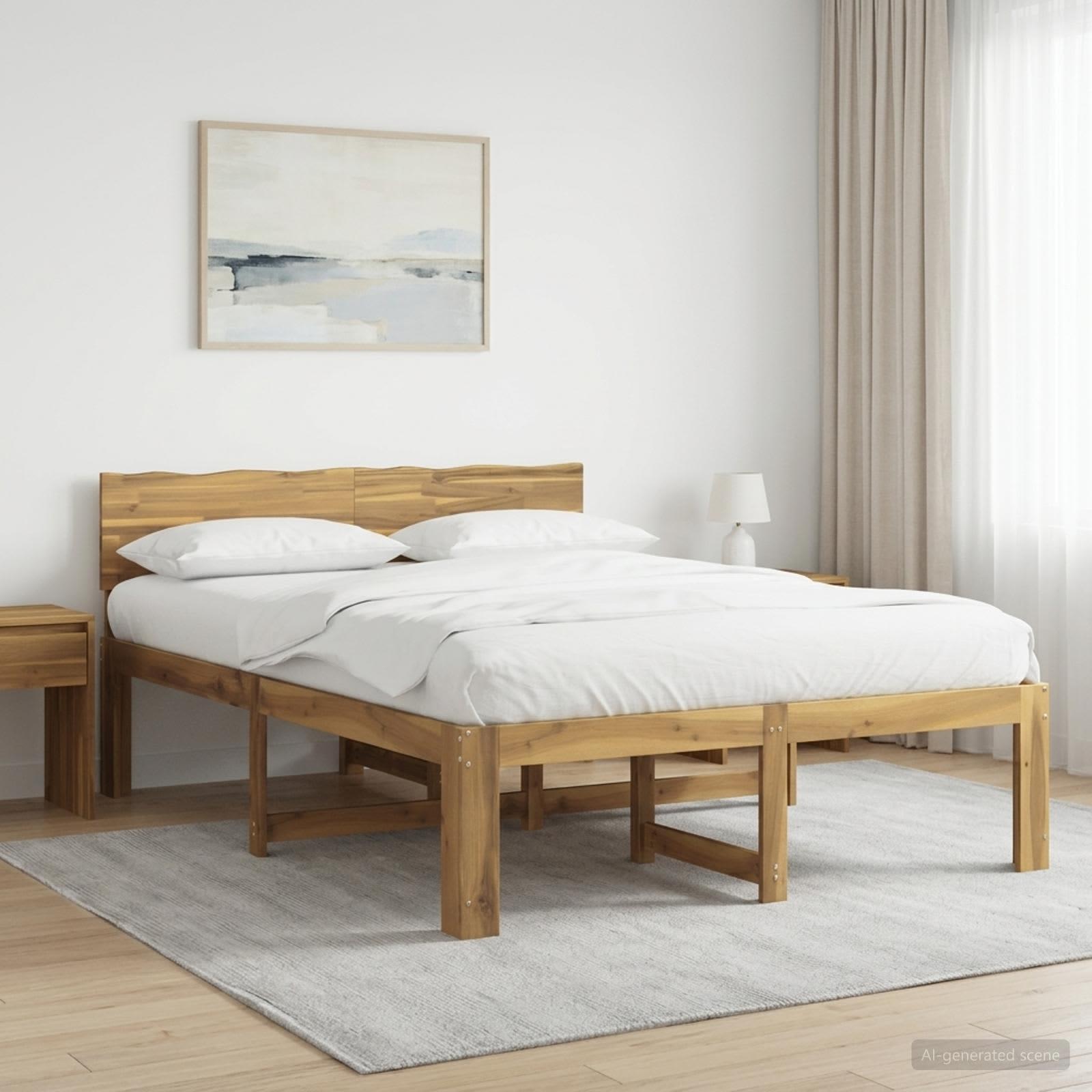 vidaXL Dobbelt Sengestel med Hovedgærde ROSTOCK Hvid 150 x 200 cm