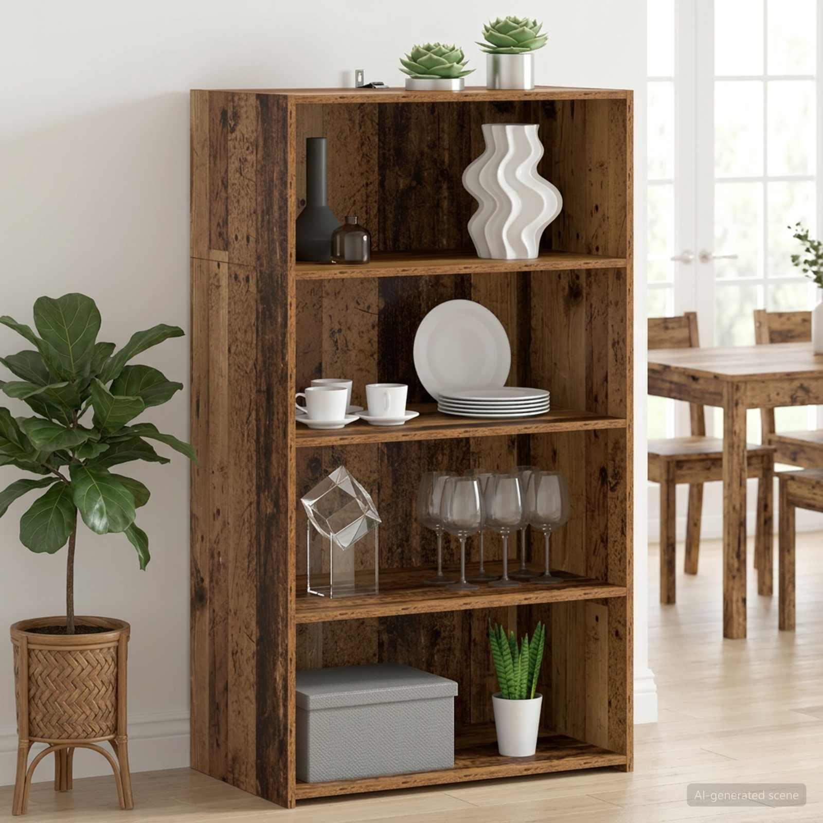 Highboard i gammelt træ 70 x 41 x 124 cm - konstrueret træ