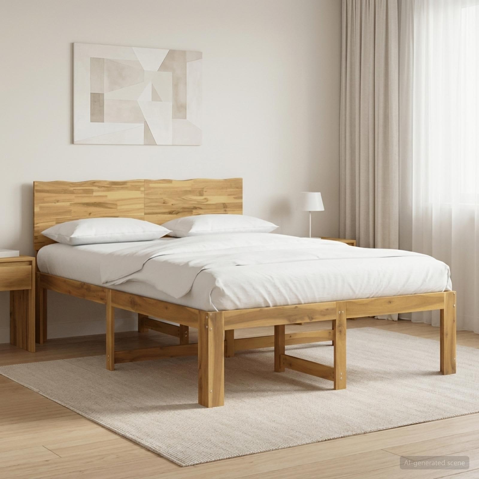vidaXL Dobbelt Sengestel med Hovedgærde ROSTOCK Hvid 140 x 190 cm