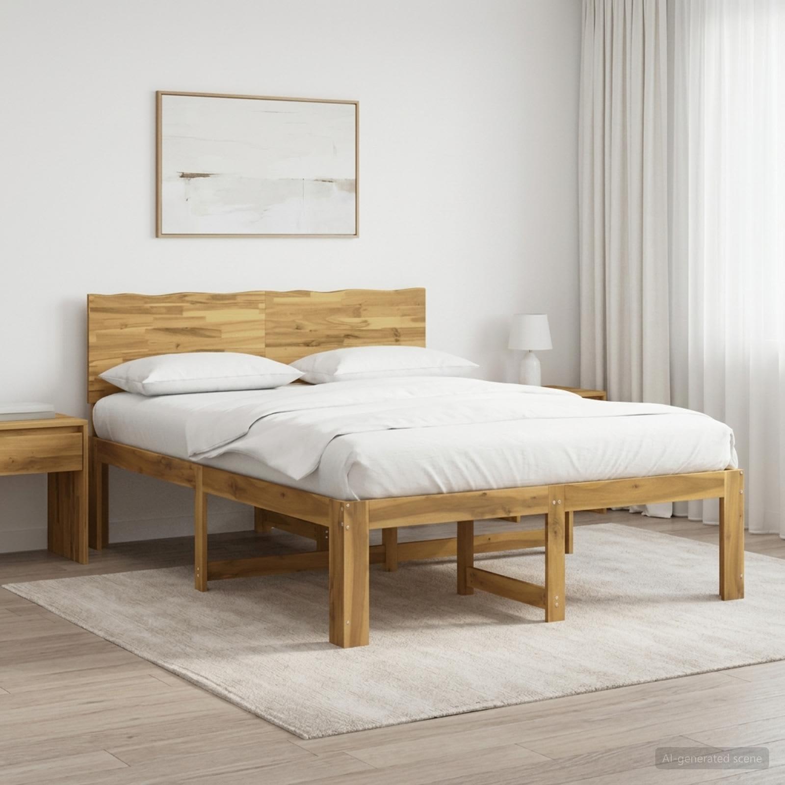 Dobbelt sengestel med hovedgærde ROSTOCK hvid 135 x 190 cm