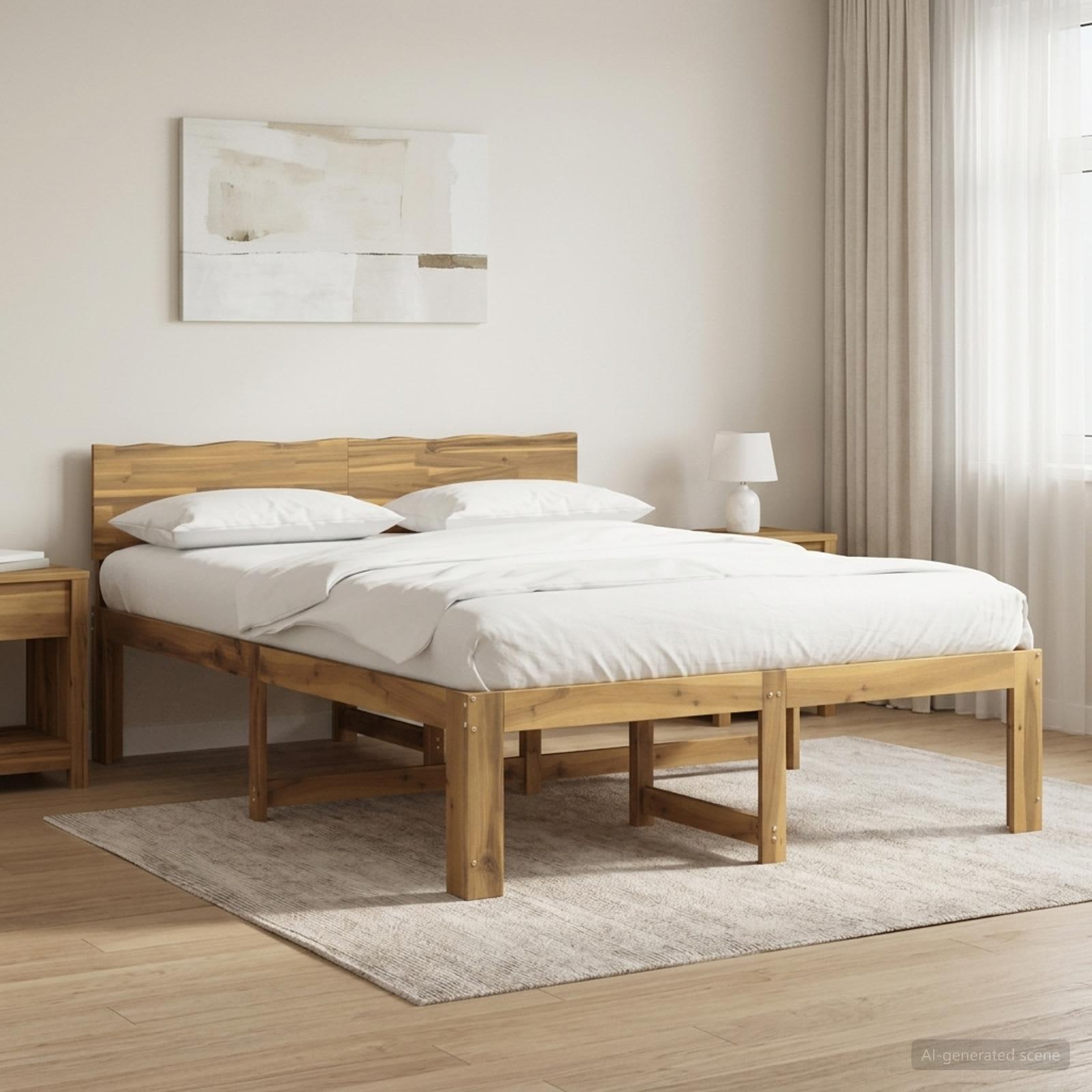 vidaXL Dobbelt Sengestel med Hovedgærde ROSTOCK Hvid 140 x 190 cm