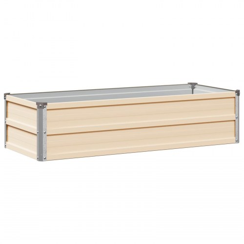 Hævet havebed i koldvalset stål 100 x 40 x 24 cm - elfenben