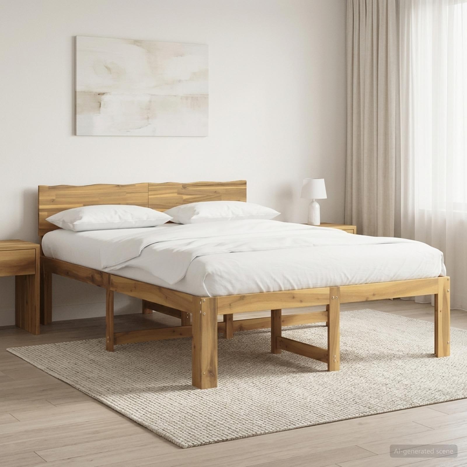 Dobbelt sengestel med hovedgærde ROSTOCK hvid 135 x 190 cm