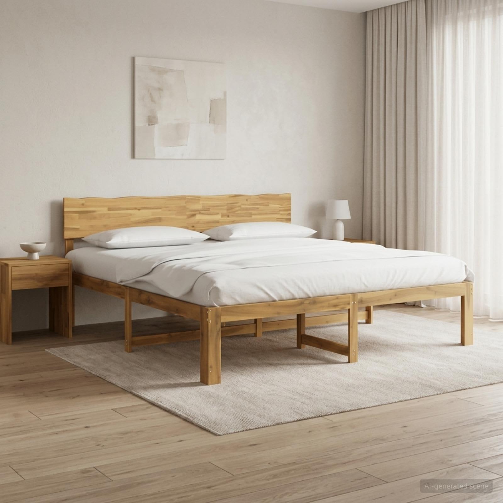 vidaXL Dobbelt Sengestel med Hovedgærde ROSTOCK Hvid 180 x 200 cm