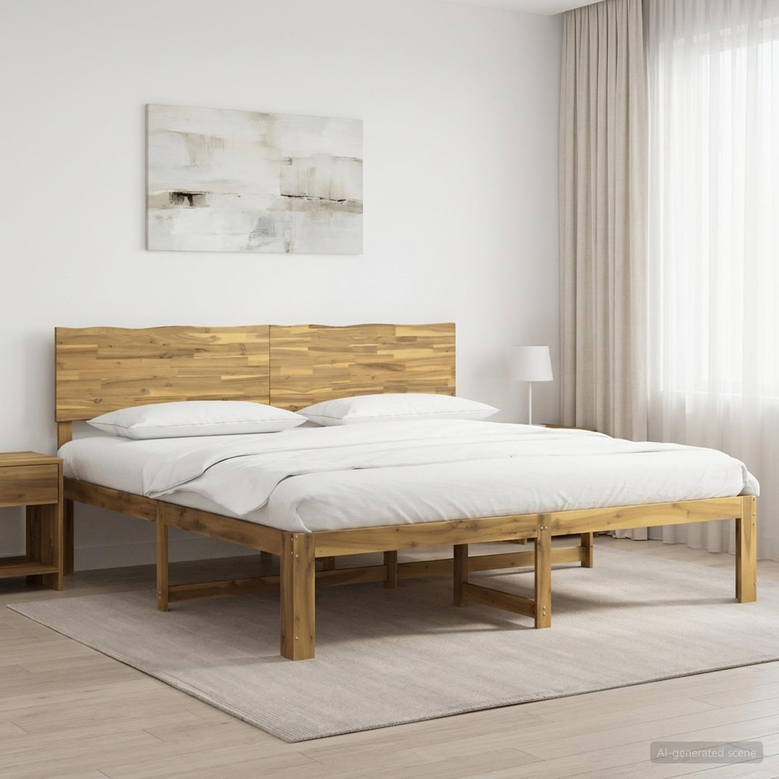 vidaXL Dobbelt Sengestel med Hovedgærde ROSTOCK Hvid 180 x 200 cm
