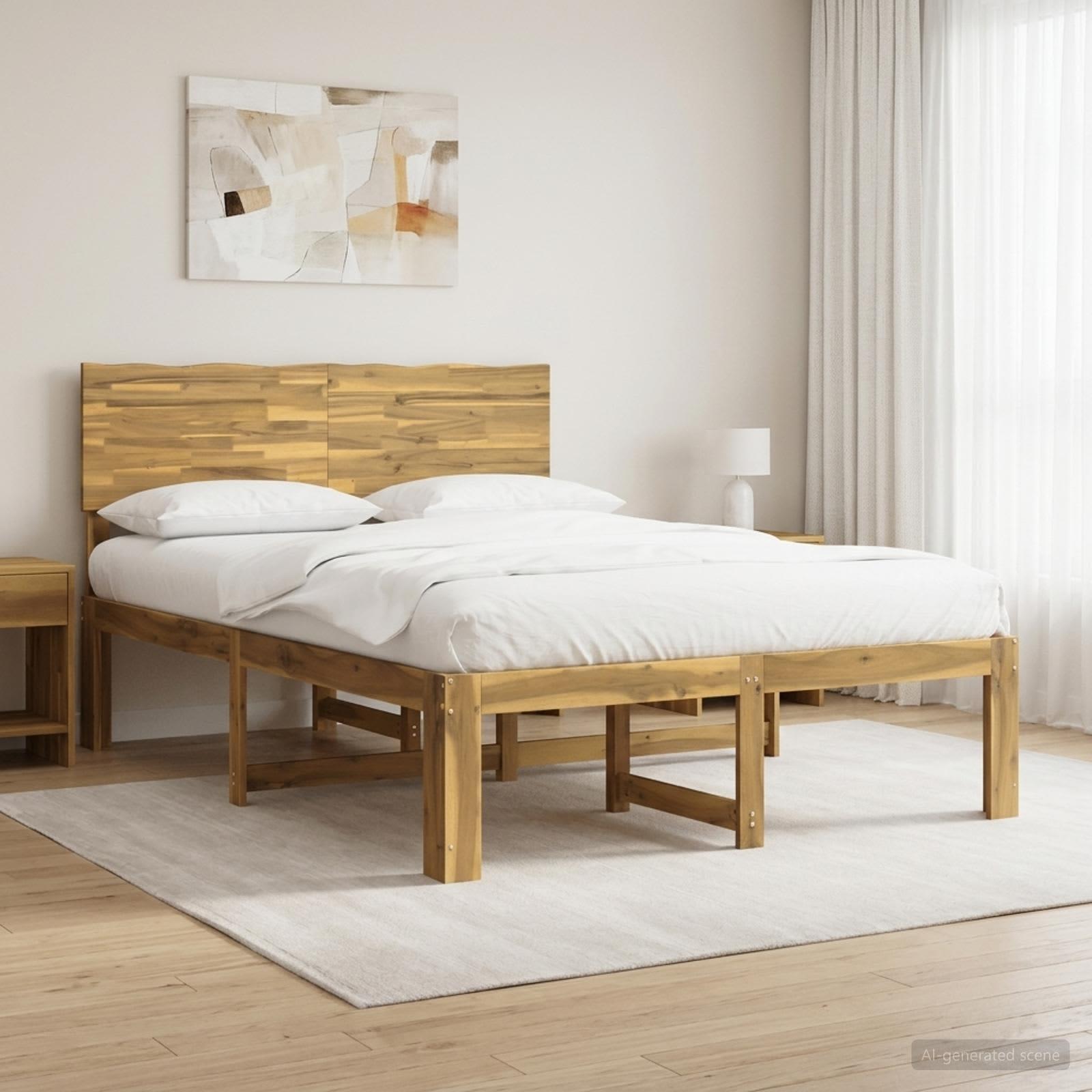vidaXL Dobbelt Sengestel med Hovedgærde ROSTOCK Hvid 135 x 190 cm
