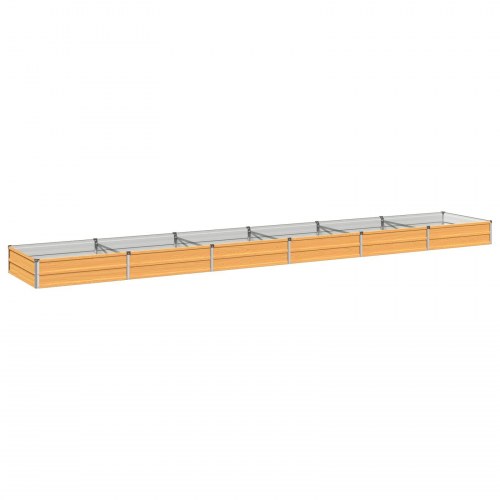 Hævet havebed naturfarvet 480 x 80 x 24 cm i koldvalset stål