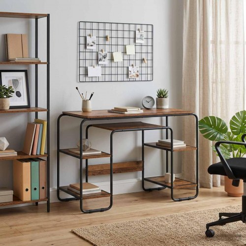 Skrivebord med opbevaring i gammelt træ 113,5 x 52 x 75,5 cm
