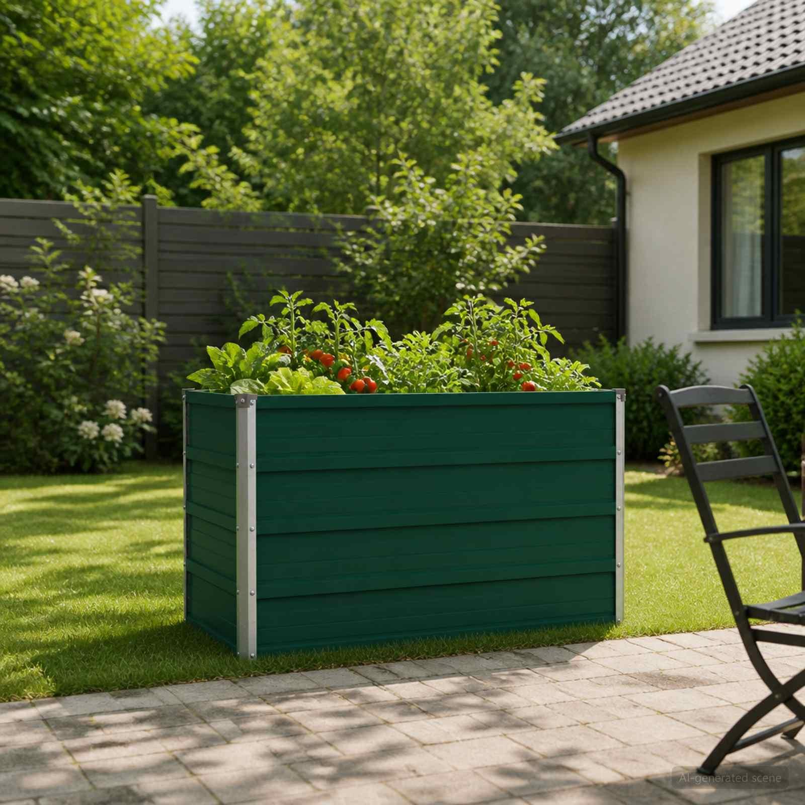 Hævet havebed i koldvalset stål 100 x 40 x 55 cm - grøn