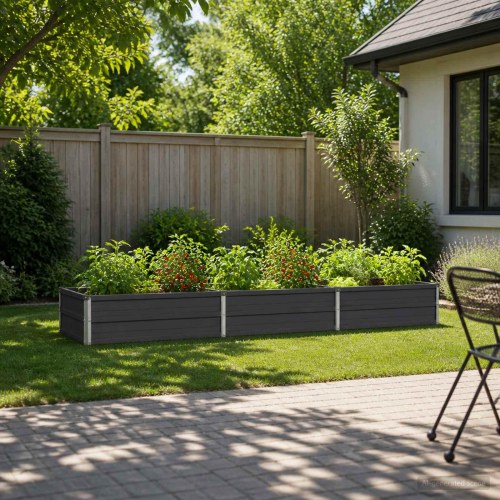 Hævet havebed antracit 240 x 80 x 24 cm i koldvalset stål