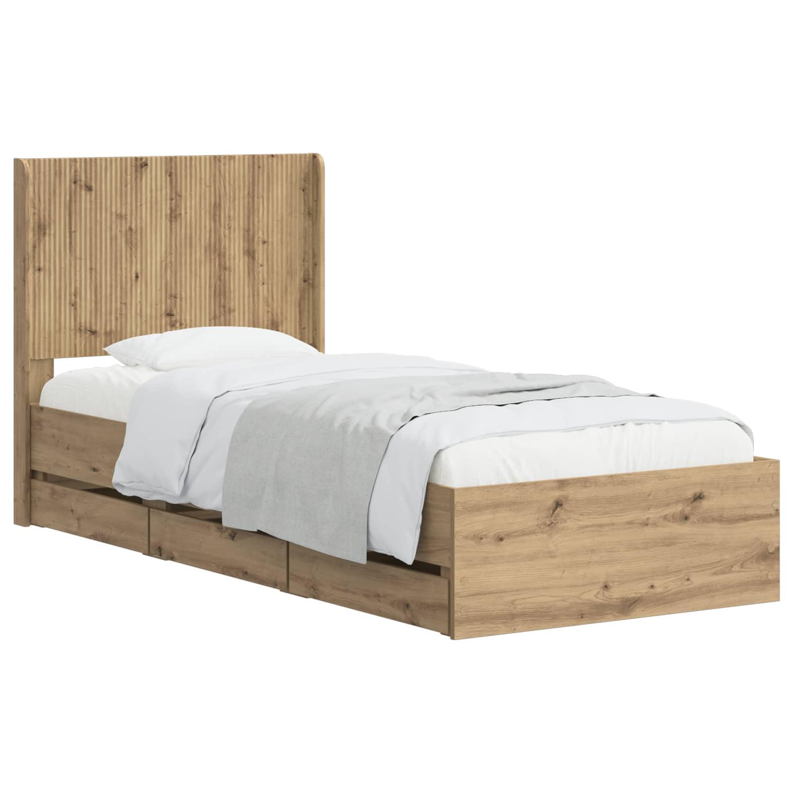 Sengestel med opbevaring og hovedgærde Artisan Oak 90 x 200 cm