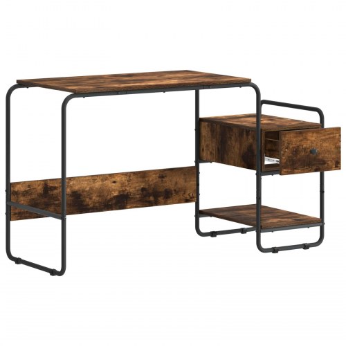 Skrivebord med opbevaring i røget eg 131,5 x 50 x 75,5 cm