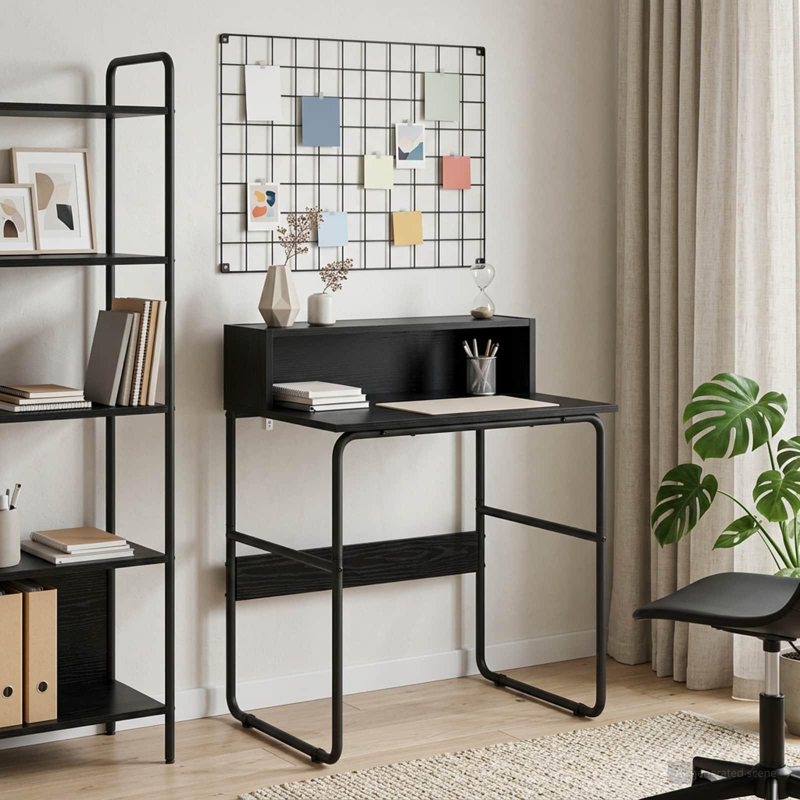 vidaXL Skrivebord med opbevaring Sort eg 60 x 50 x 91 cm