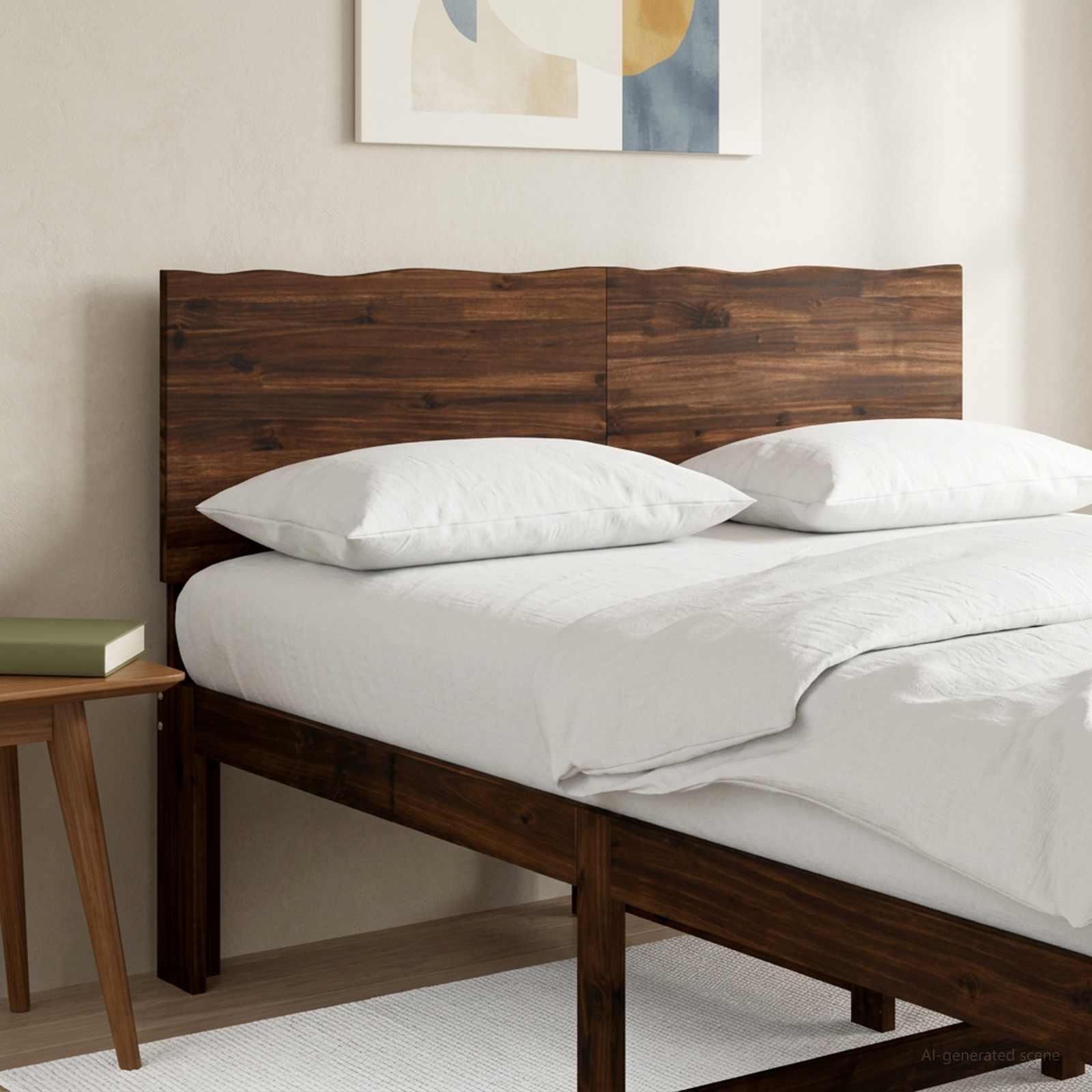 Sengegavl med naturkant ROSTOCK mørk brun 120 cm