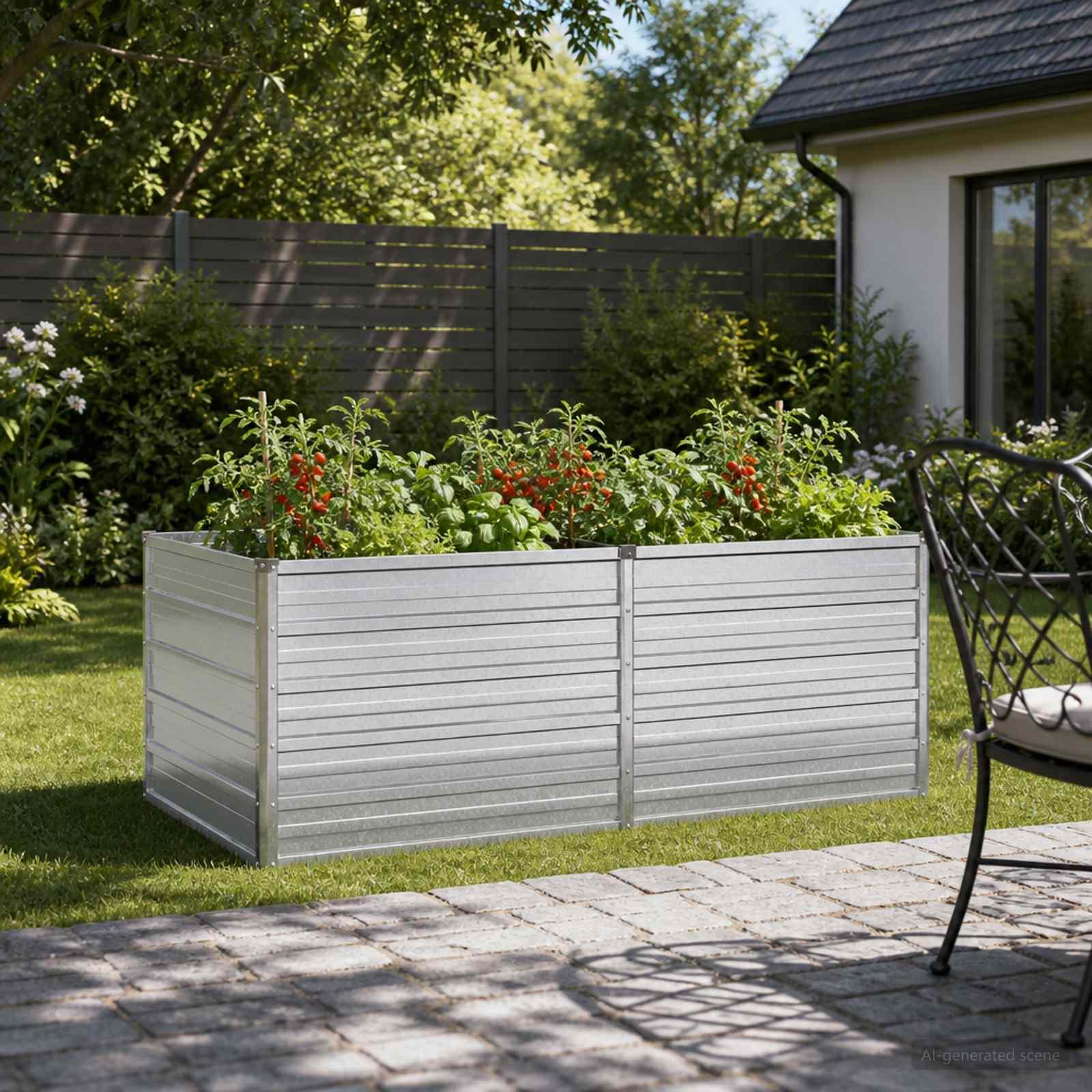 Hævet havebed sølv 160 x 80 x 55 cm galvaniseret stål