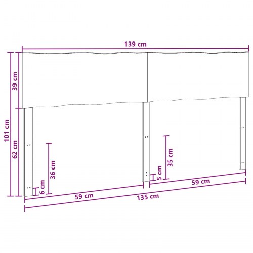 Sengegavl med naturkant ROSTOCK naturfarvet 135 cm