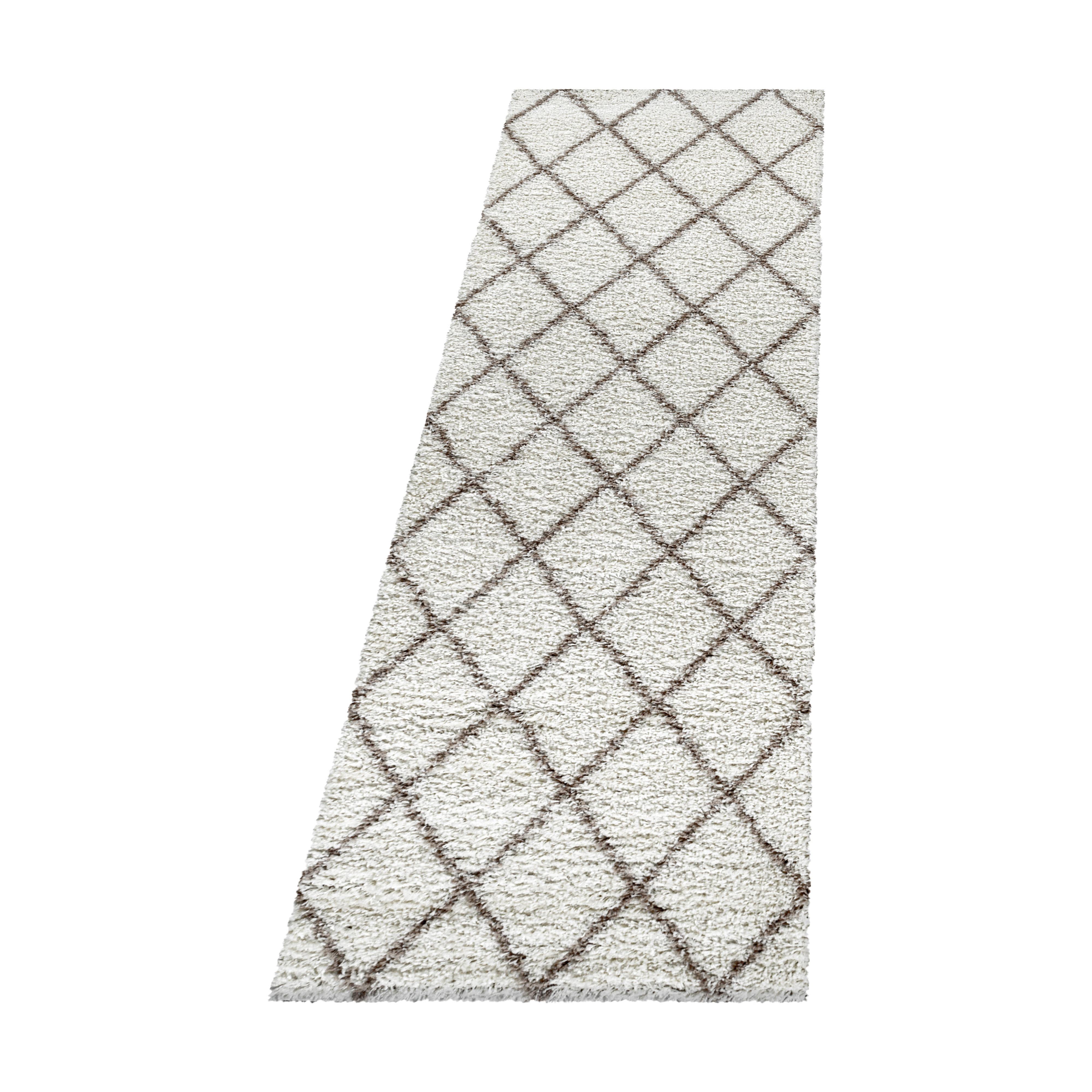 Alvor Shaggy Tæppeløber Geometrisk - Creme - 80x250 (Løber)
