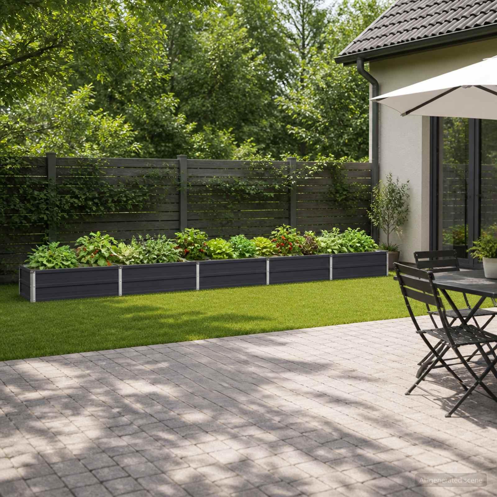 vidaXL Hævet Havebed Antracit 400 x 40 x 24 cm koldvalset stål