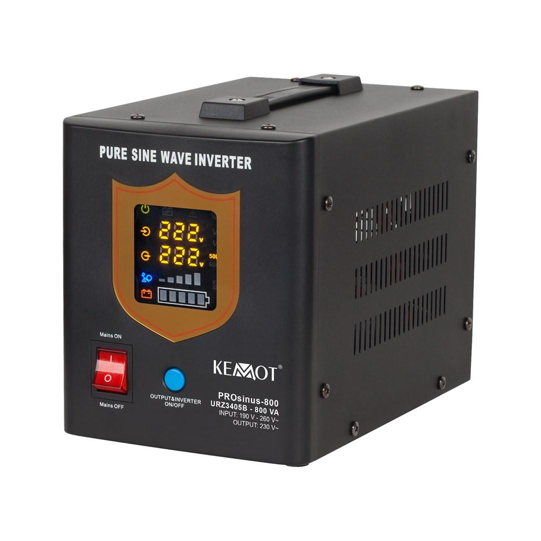 KEMOT PROsinus-800 nødstrømsforsyning med ren sinus inverter 12 V/230 V 800 VA/500 W sort