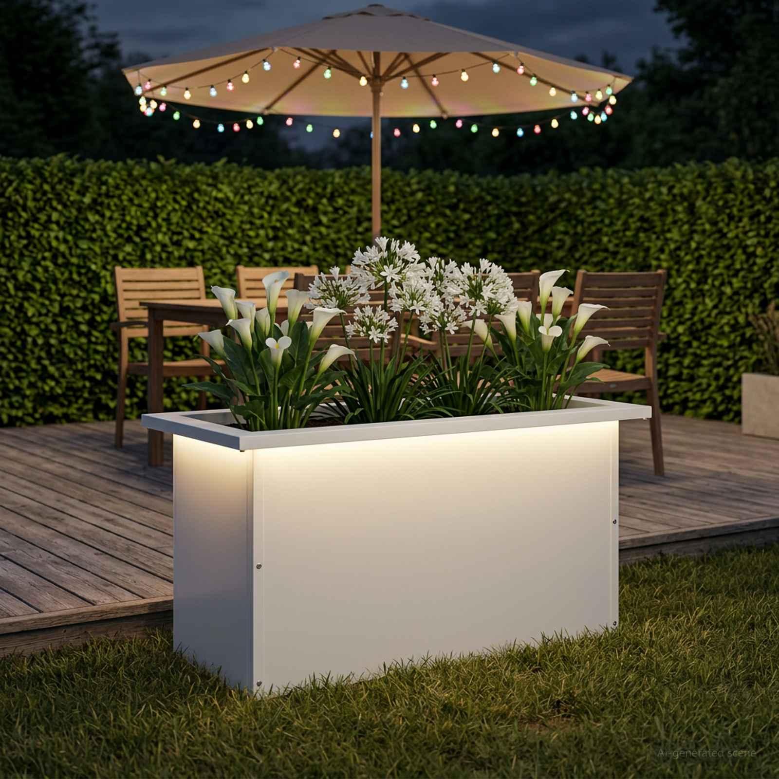 vidaXL Plantekasse med LED Hvid 30 x 60 x 30 cm Stål