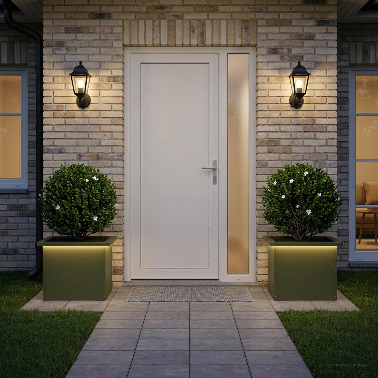 vidaXL Plantekasse med LED 2 stk. Olivengrøn 30 x 40 x 30 cm Stål