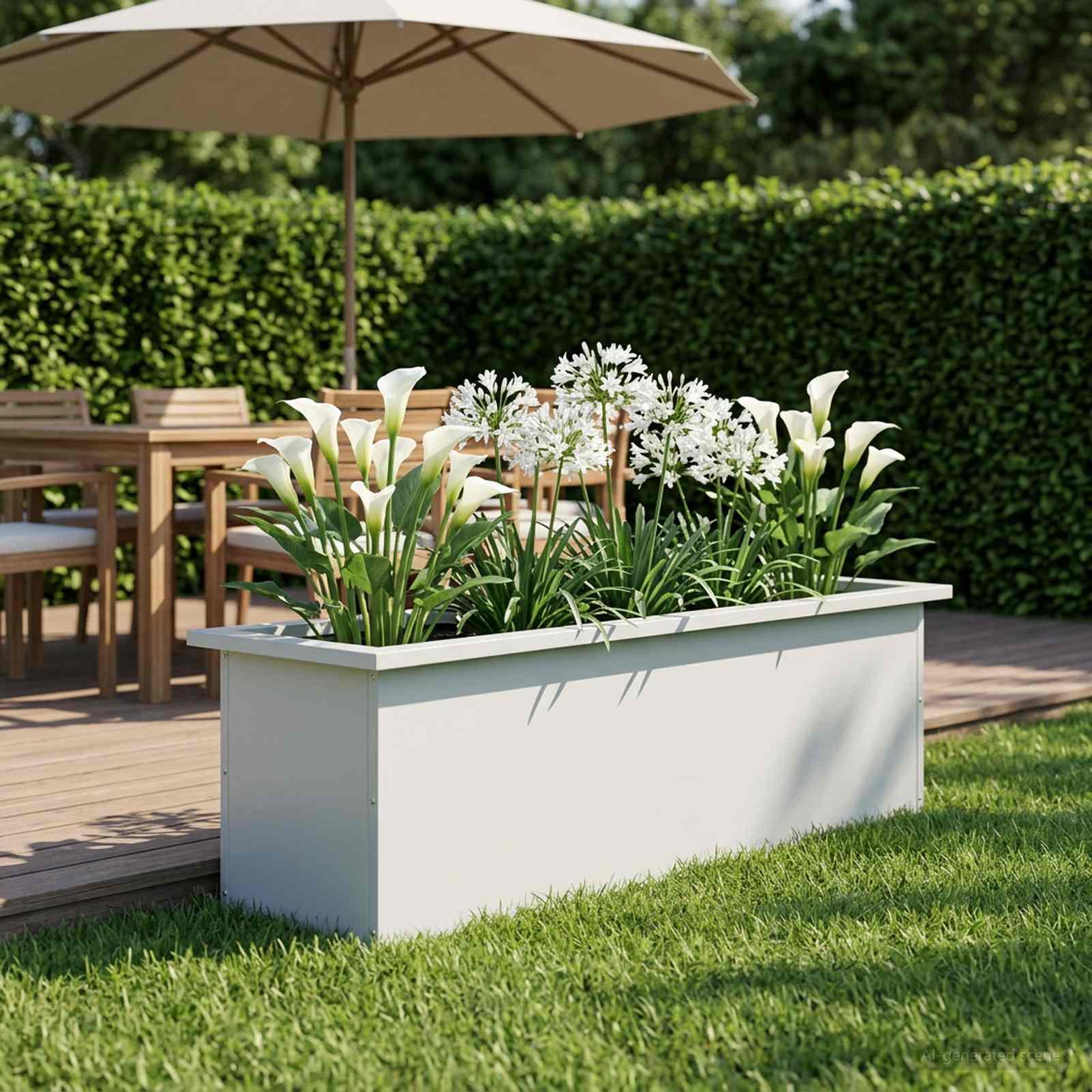vidaXL Plantekasse med LED Hvid 30 × 100 × 30 cm Stål