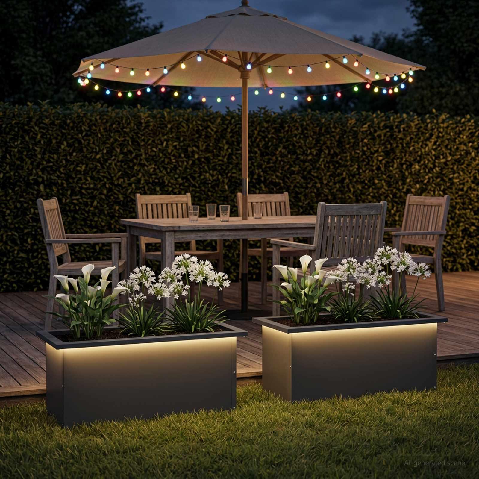 vidaXL Plantekasse med LED 2 stk. Antracit 30 × 60 × 30 cm Stål
