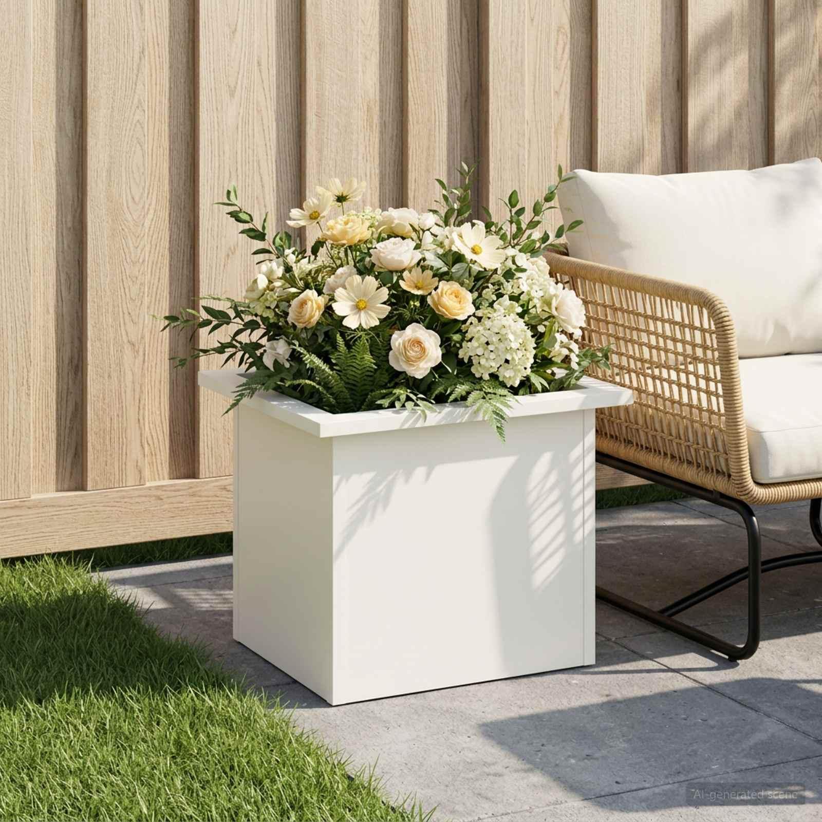 vidaXL Plantekasse med LED Hvid 30 × 40 × 30 cm Stål