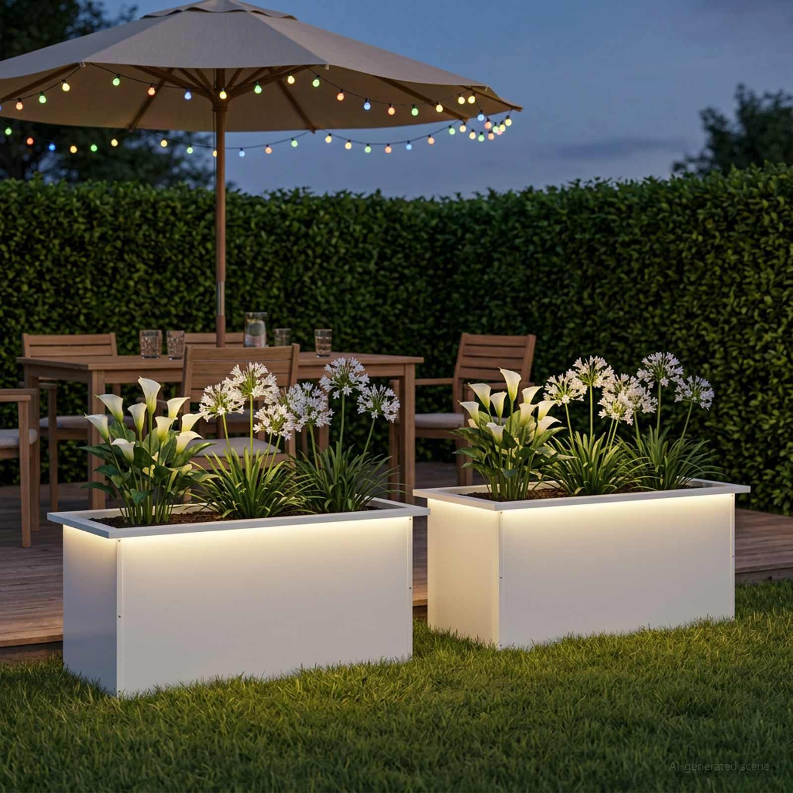 vidaXL Plantekasse med LED 2 stk. Hvid 40 x 80 x 40 cm Stål