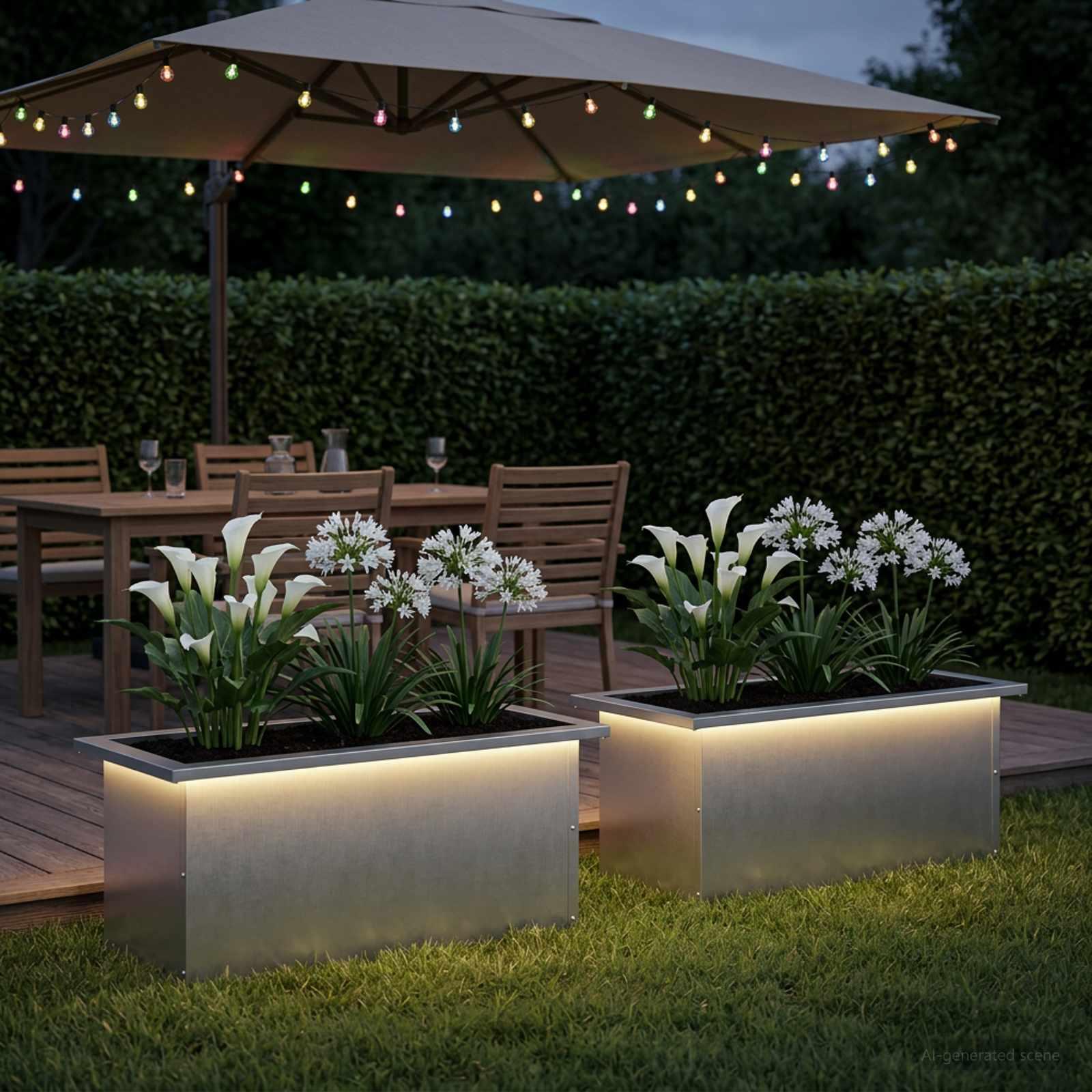 vidaXL Plantekasse med LED 2 stk. Sølv 30 x 60 x 30 cm Rustfrit stål