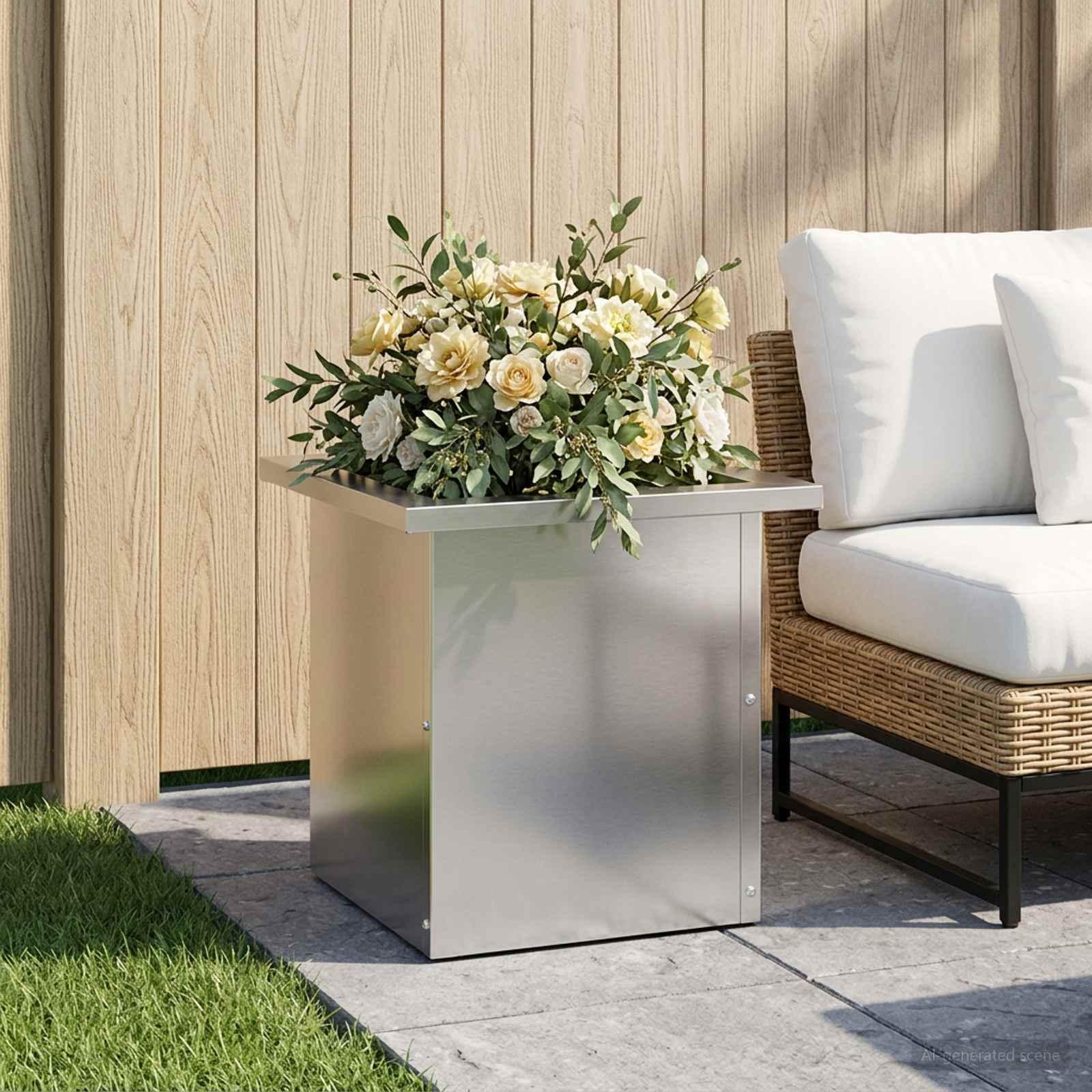 vidaXL Plantekasse med LED Sølv 30 x 30 x 30 cm Galvaniseret stål