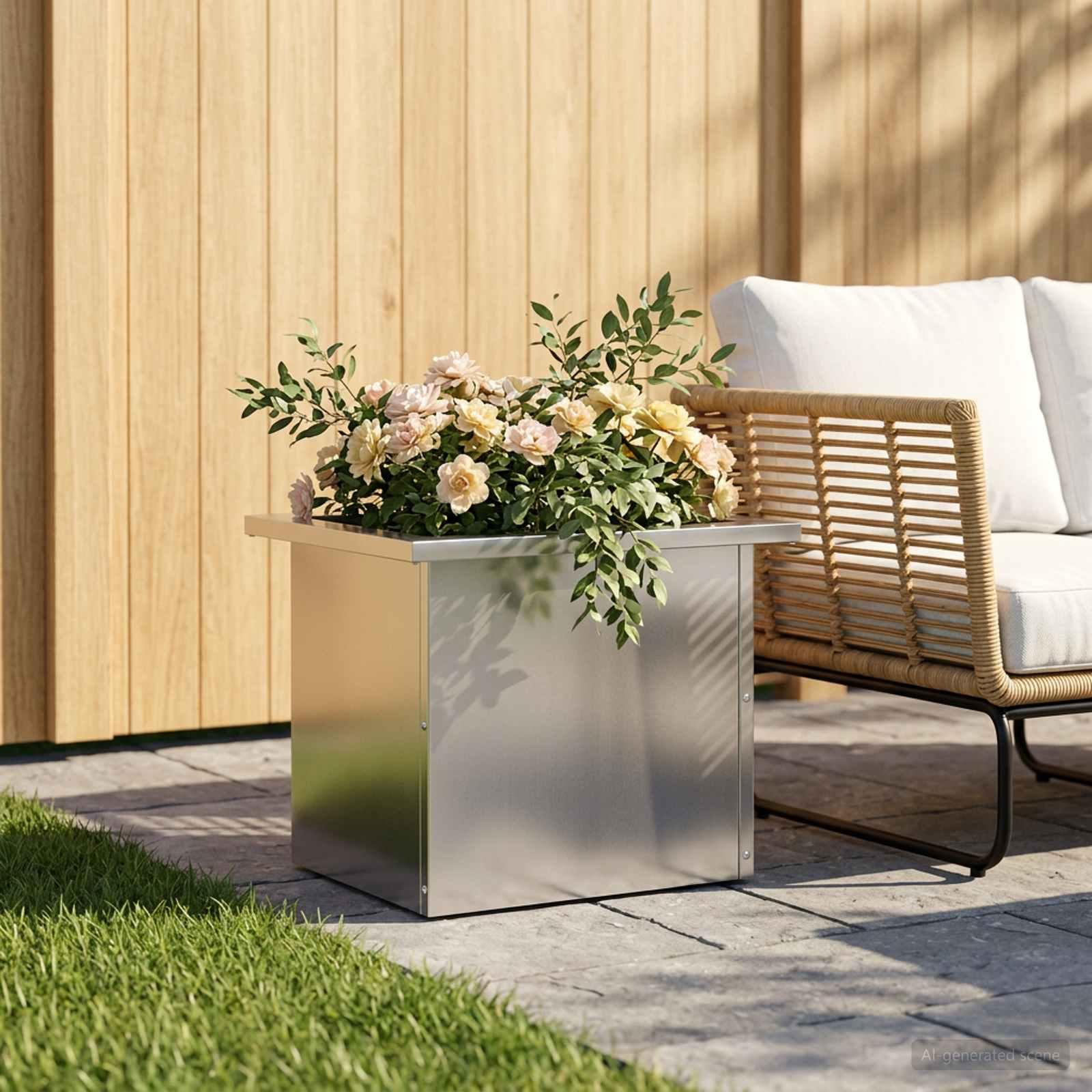 vidaXL Plantekasse med LED Sølv 30 × 40 × 30 cm Galvaniseret stål