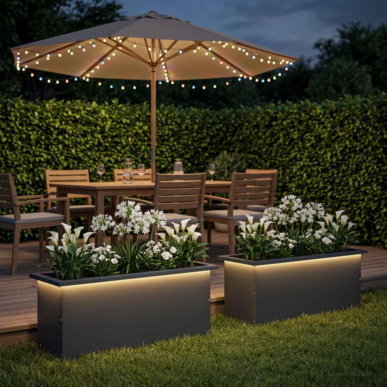 vidaXL Plantekasse med LED 2 stk. Antracit 30 x 80 x 30 cm Stål