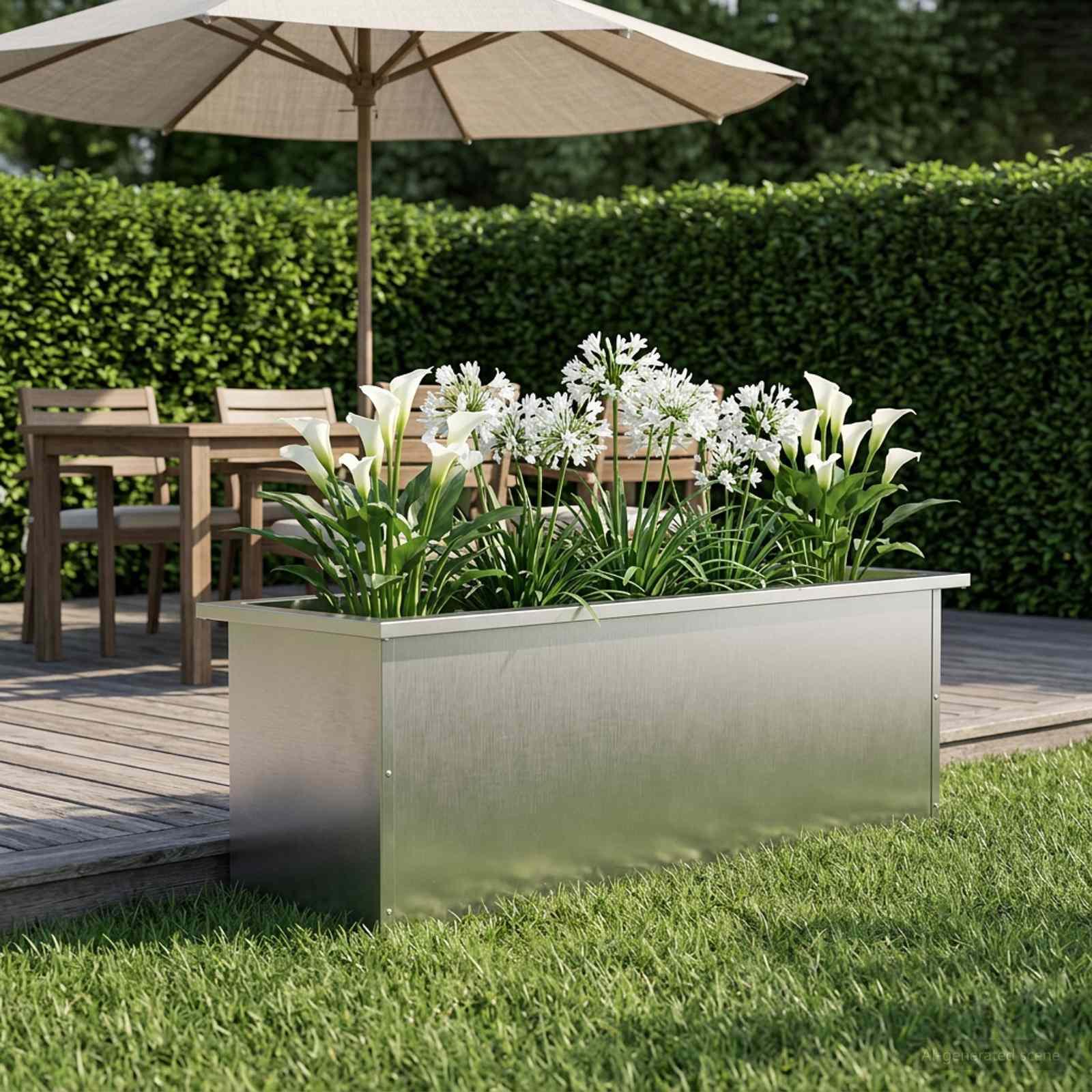 vidaXL Plantekasse med LED Sølv 30 x 100 x 30 cm Rustfrit stål