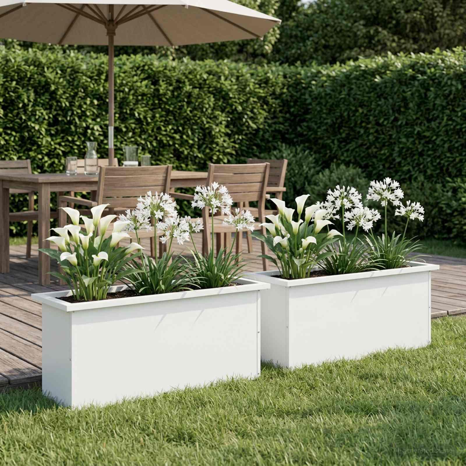 vidaXL Plantekasse med LED 2 stk. Hvid 30 × 100 × 30 cm Stål