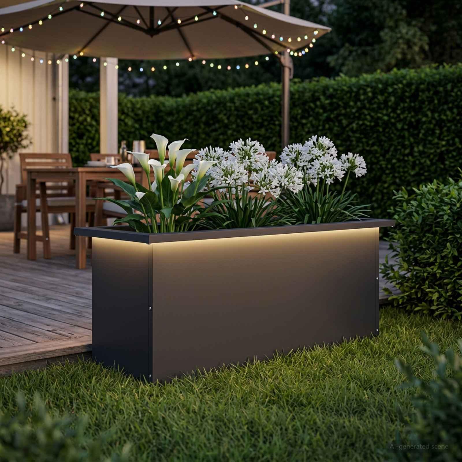 vidaXL Plantekasse med LED Sort 30 x 80 x 30 cm Stål