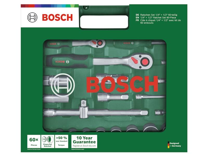 Bosch 1600A039J8 DIY 1/4" + 1/2" Topnøglesæt, 60 dele