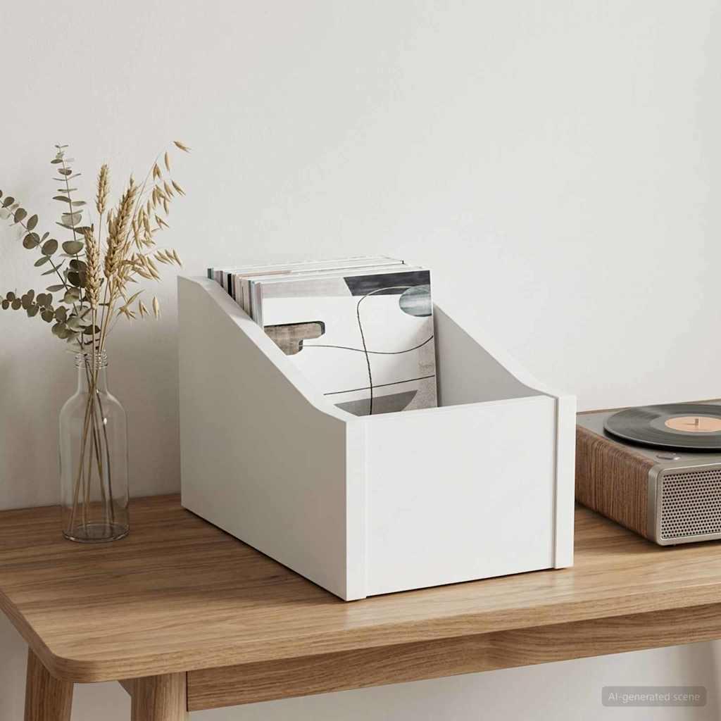 vidaXL LP pladeæske Hvid 18 x 32 x 18 cm Konstrueret træ