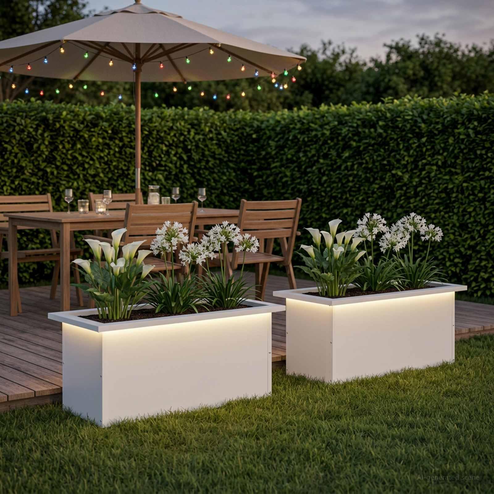 vidaXL Plantekasse med LED 2 stk. Hvid 30 × 60 × 30 cm Stål