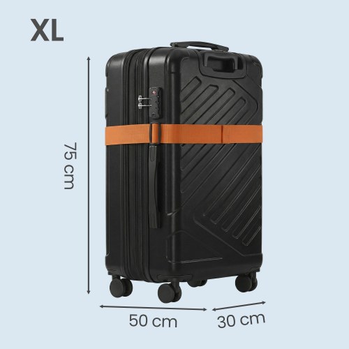 Stor hardcase kuffert 75 cm udvidelig med TSA-lås og 4 dobbelte spinnerhjul - sort